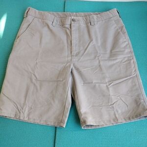 Haggar Men's Chino Bermuda Flat Front Shorts Gray Size 38